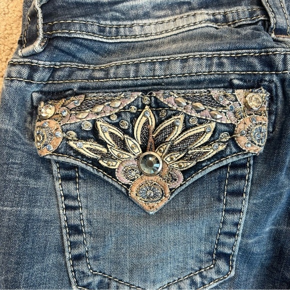 Miss me embroidered Crystal rhinestone pocket ankle skinny jeans Sz 28 - Picture 3 of 17